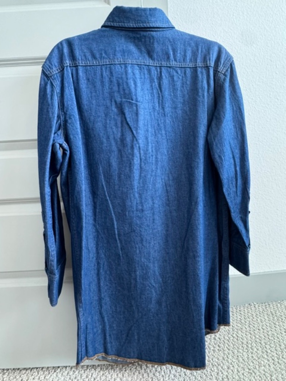 STAUD X Wrangler Oversized Western Denim Jean Snap Front Shirtdress Size XS - Picture 5 of 7